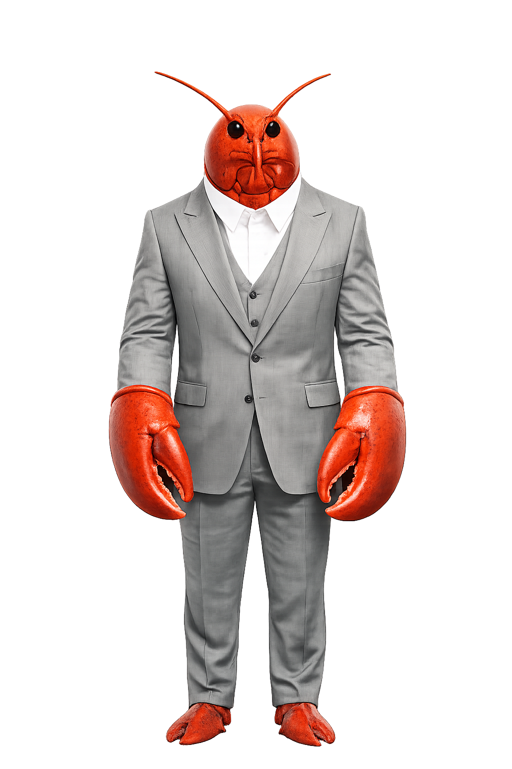 RainClaw mascot — a lobster in a business suit